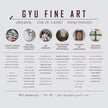 infographic of GYU Fine Art brand, listing painting process and materials