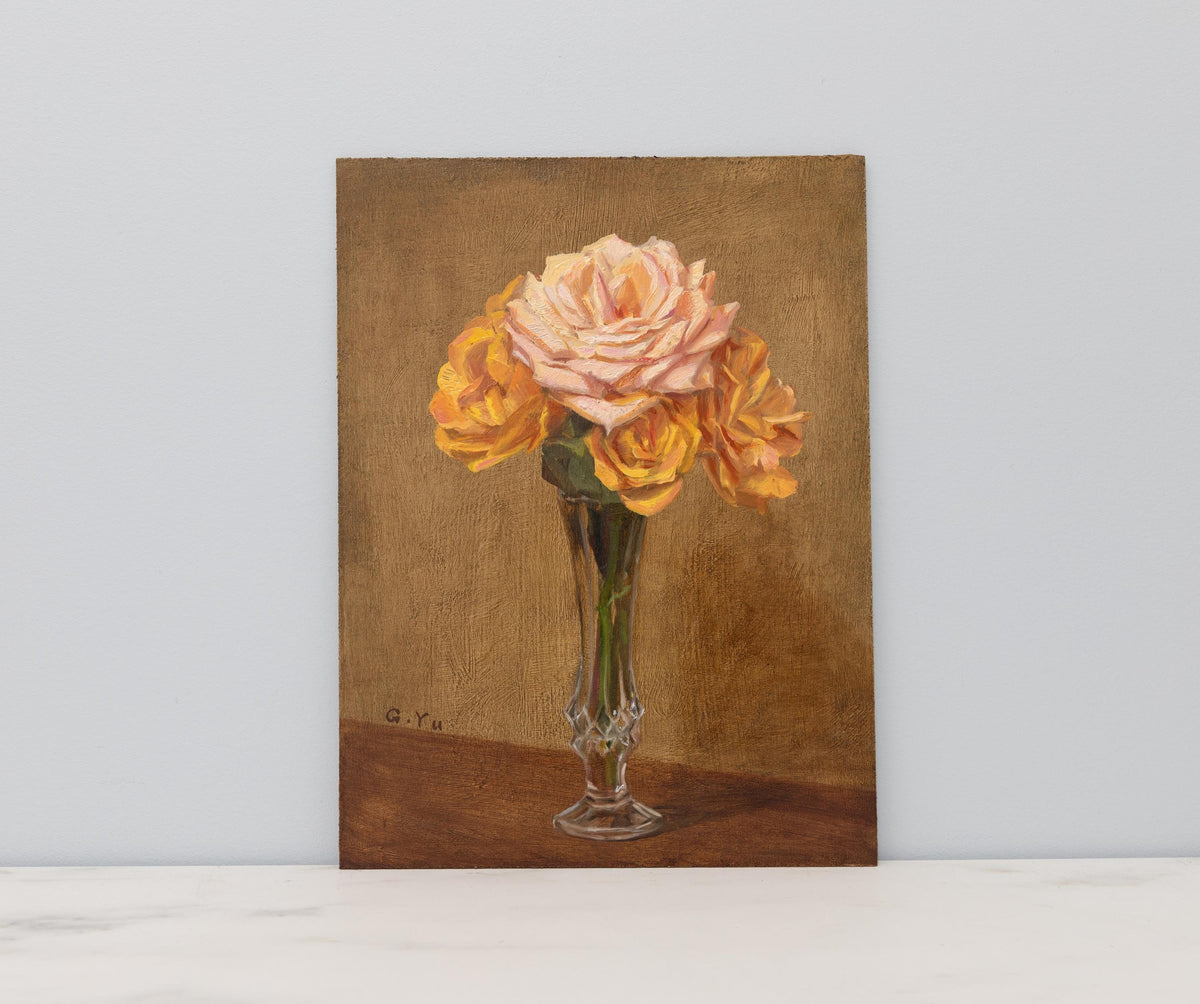 Roses in a Vase, Original Oil Painting, Floral Still Life Fine Art