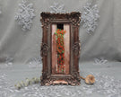 Long nasturtium vine painting print in bronze frame, standing
