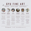 infographic of GYU Fine Art brand, listing painting process and materials