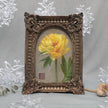 Bartzella peony oil painting print, yellow bloom in arch frame