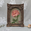 Hillary peony oil painting print, coral pink bloom in arch frame
