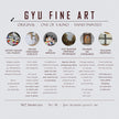infographic of GYU Fine Art brand, listing painting process and materials
