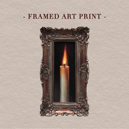 Candle Flame Still Life Art Print, Long Narrow Frame, Original Painting Reproduction